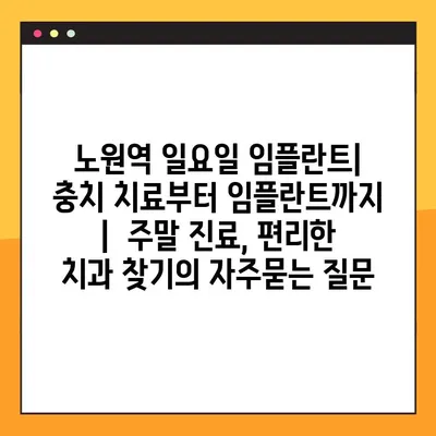 노원역 일요일 임플란트| 충치 치료부터 임플란트까지 |  주말 진료, 편리한 치과 찾기