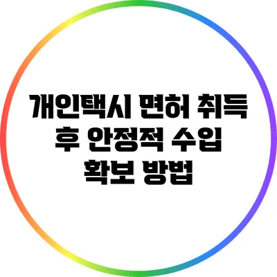 개인택시 면허 취득 후 안정적 수입 확보 방법