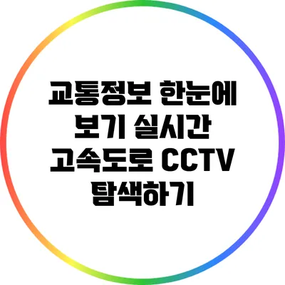 교통정보 한눈에 보기: 실시간 고속도로 CCTV 탐색하기