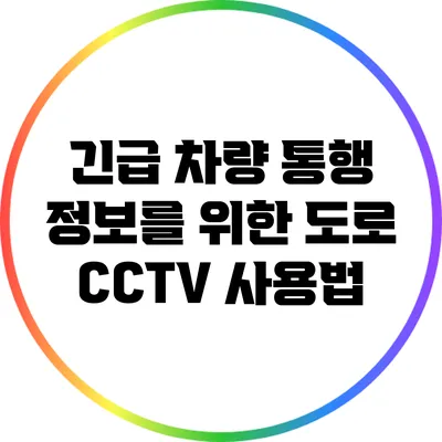 긴급 차량 통행 정보를 위한 도로 CCTV 사용법