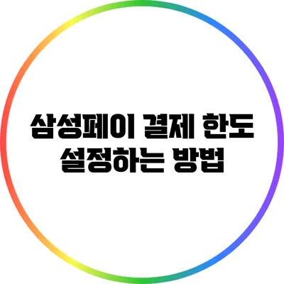 삼성페이 결제 한도 설정하는 방법