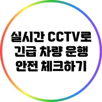 실시간 CCTV로 긴급 차량 운행 안전 체크하기