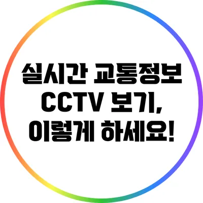 실시간 교통정보 CCTV 보기, 이렇게 하세요!