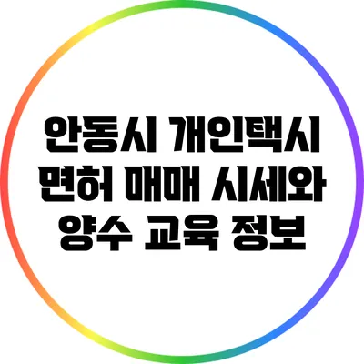 안동시 개인택시 면허 매매 시세와 양수 교육 정보