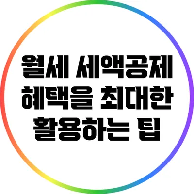 월세 세액공제 혜택을 최대한 활용하는 팁