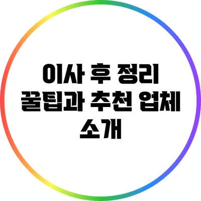 이사 후 정리 꿀팁과 추천 업체 소개