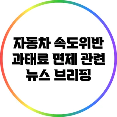 자동차 속도위반 과태료 면제 관련 뉴스 브리핑