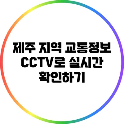 제주 지역 교통정보 CCTV로 실시간 확인하기