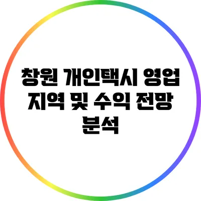 창원 개인택시 영업 지역 및 수익 전망 분석