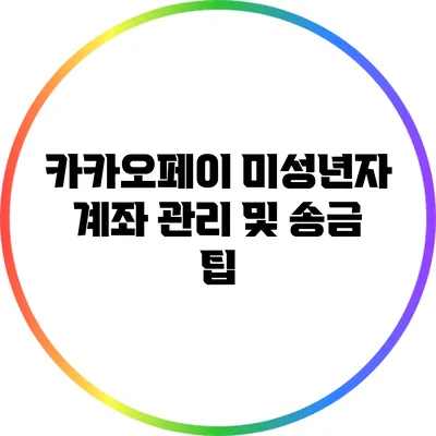 카카오페이 미성년자 계좌 관리 및 송금 팁