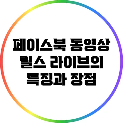 페이스북 동영상 릴스 라이브의 특징과 장점
