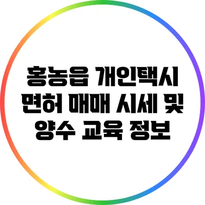 홍농읍 개인택시 면허 매매 시세 및 양수 교육 정보