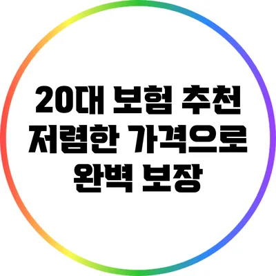 20대 보험 추천 | 저렴한 가격으로 완벽 보장