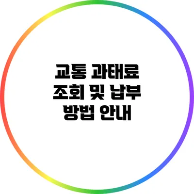 교통 과태료 조회 및 납부 방법 안내