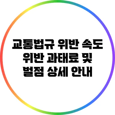 교통법규 위반: 속도 위반 과태료 및 벌점 상세 안내