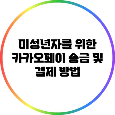 미성년자를 위한 카카오페이 송금 및 결제 방법