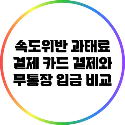 속도위반 과태료 결제: 카드 결제와 무통장 입금 비교