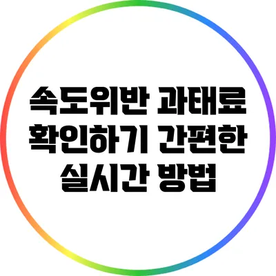 속도위반 과태료 확인하기: 간편한 실시간 방법