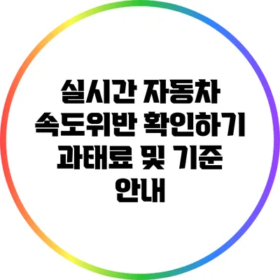 실시간 자동차 속도위반 확인하기: 과태료 및 기준 안내