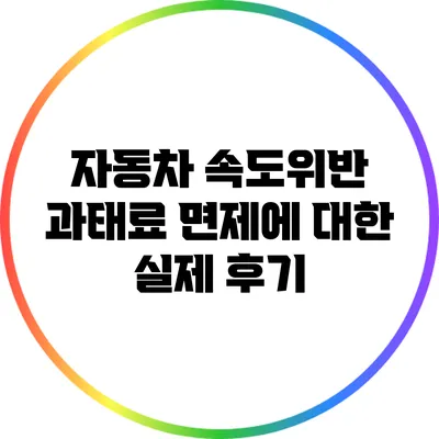 자동차 속도위반 과태료 면제에 대한 실제 후기
