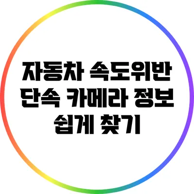 자동차 속도위반 단속 카메라 정보 쉽게 찾기