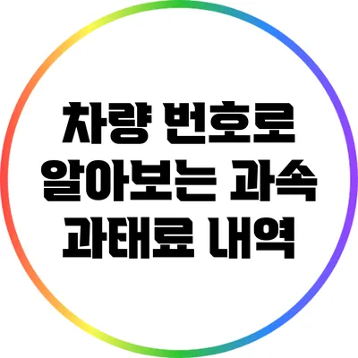 차량 번호로 알아보는 과속 과태료 내역