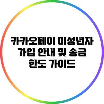 카카오페이 미성년자 가입 안내 및 송금 한도 가이드