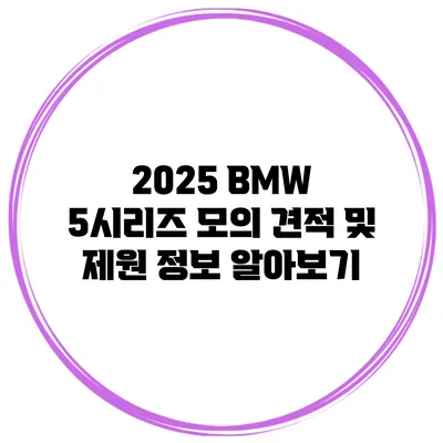 2025 BMW 5시리즈 모의 견적 및 제원 정보 알아보기