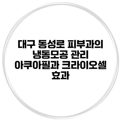 대구 동성로 피부과의 냉동모공 관리 아쿠아필과 크라이오셀 효과