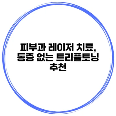 피부과 레이저 치료, 통증 없는 트리플토닝 추천