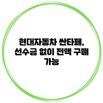 현대자동차 싼타페, 선수금 없이 전액 구매 가능?