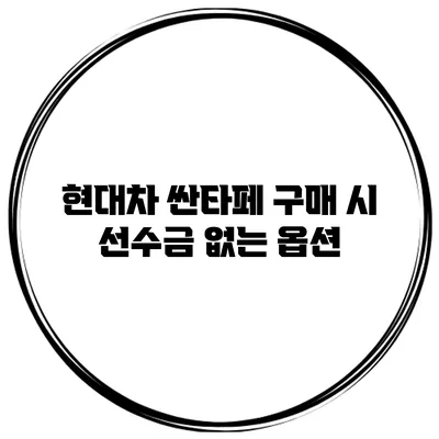 현대차 싼타페 구매 시 선수금 없는 옵션