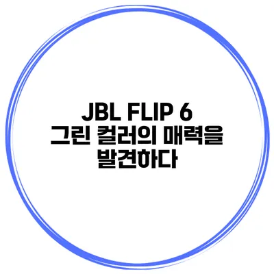 JBL FLIP 6 그린 컬러의 매력을 발견하다