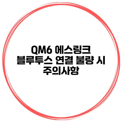 QM6 에스링크 블루투스 연결 불량 시 주의사항