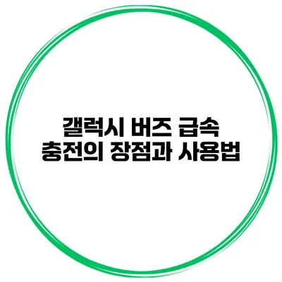 갤럭시 버즈 급속 충전의 장점과 사용법