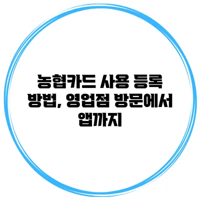 농협카드 사용 등록 방법, 영업점 방문에서 앱까지