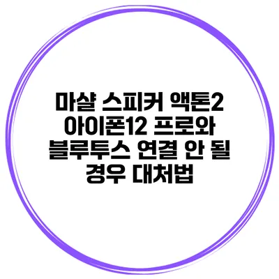 마샬 스피커 액톤2 아이폰12 프로와 블루투스 연결 안 될 경우 대처법