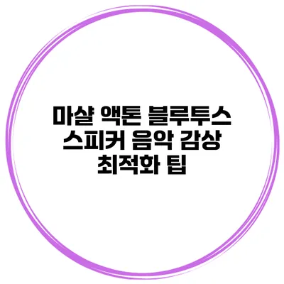 마샬 액톤 블루투스 스피커 음악 감상 최적화 팁