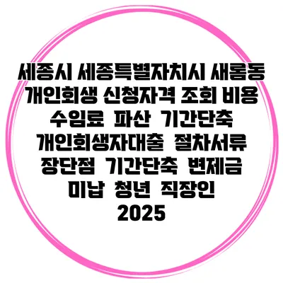 세종시 세종특별자치시 새롬동 개인회생 신청자격 조회 비용 수임료 | 파산 | 기간단축 | 개인회생자대출 | 절차서류 | 장단점 | 기간단축 | 변제금 미납 | 청년 | 직장인 2025