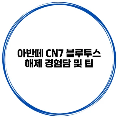 아반떼 CN7 블루투스 해제 경험담 및 팁