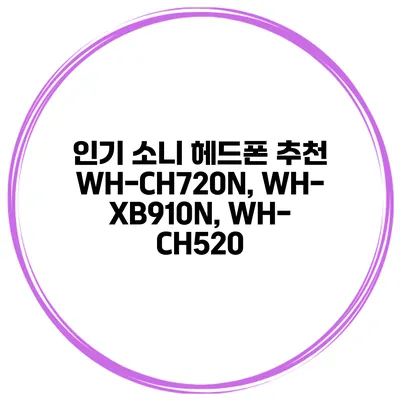 인기 소니 헤드폰 추천 WH-CH720N, WH-XB910N, WH-CH520