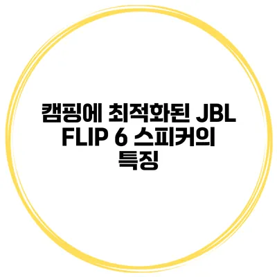 캠핑에 최적화된 JBL FLIP 6 스피커의 특징